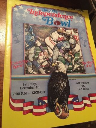 1983 Independence Bowl Program Football Air Force Vs Ole Miss Rebels Mississippi