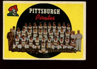 1959 Topps Baseball Card High 528 Pittsburgh Pirates Team Vgex