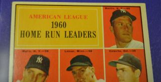 1961 Topps 44 AL Home Run Leaders w/ Mickey Mantle & Roger Maris Ex/Mt 5.  5 - 6.  0 3