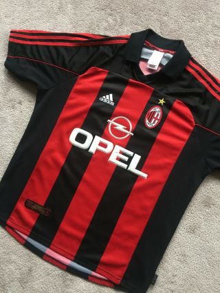 90s Vintage Adidas 2001 - 2002 AC Milan ACM Home Jersey OPEL men ' s L Made In Italy 2