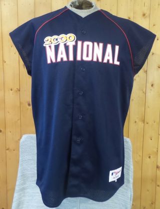 2000 National League All Star Blue Game Issue Baseball Jersey Size 48 Sleeveless