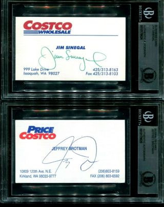 Signed Business Card,  Jeff Brotman And Jim Sinegal,  Founders Of Costco,  Retail