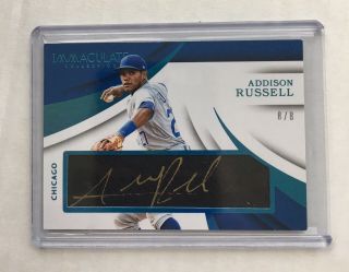 Addison Russell Chicago Cubs Auto Card Sp Only 8 Of These Its 8/8 Card