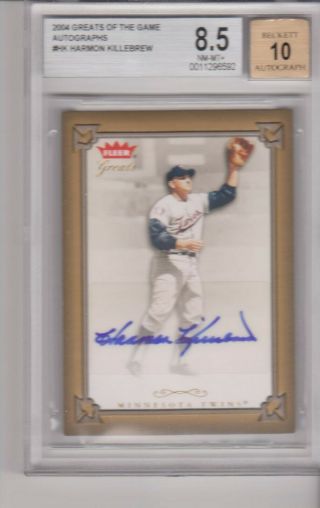 2004 Fleer Greats Of The Game Autographs Harmon Killebrew Bgs 8.  5 Nm - Mt,  Aout 10