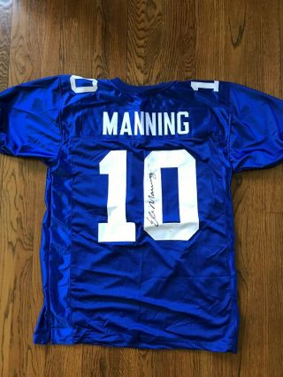 Eli Manning Autographed Blue Giants Custom Jersey Jsa H03306