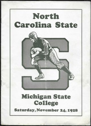 Nov.  24,  1928 North Carolina Vs.  Michigan State (msu) Football Program