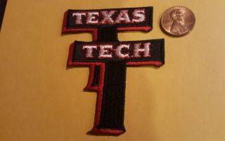 Tt Texas Tech Red Raiders Vintage Embroidered Iron On Patch Nos) 3 " X 2.  55 " Rare