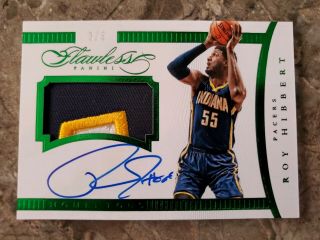 Roy Hibbert 2014 - 15 Panini Flawless Auto Jersey Patch Emerald 4/5 Indiana Pacers