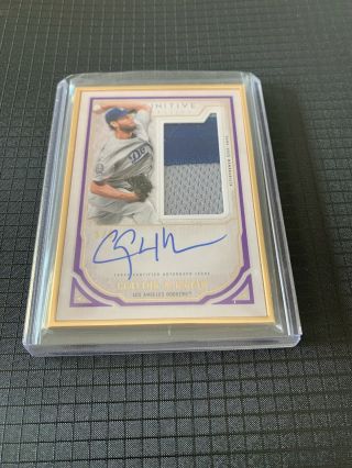 2019 Topps Definitive Clayton Kershaw Gold Framed Auto Patch 