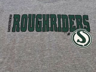 Men ' s Saskatchewan Roughriders CFL Gray T Shirt Size 2XL Green Logo 2