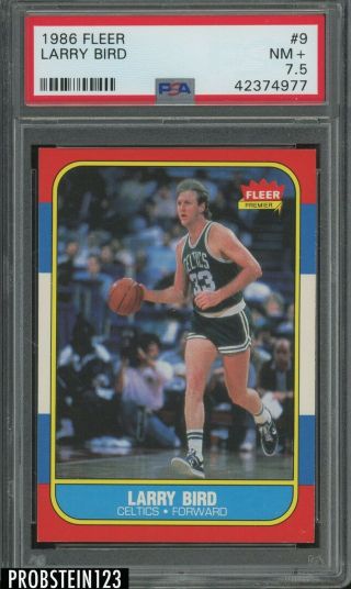 1986 Fleer Basketball 9 Larry Bird Boston Celtics Hof Psa 7.  5 Nm,