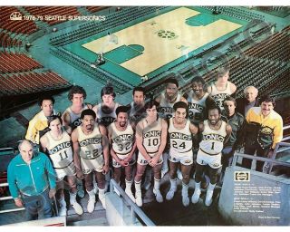 1978 - 79 Seattle Supersonics Nba Champions 8x10 Color Team Photo Sikma Johnson