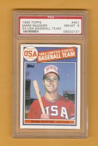 Mark Mcgwire 1985 Topps Psa 8 Nm - Mt Rookie Rc Usa Olympic Team