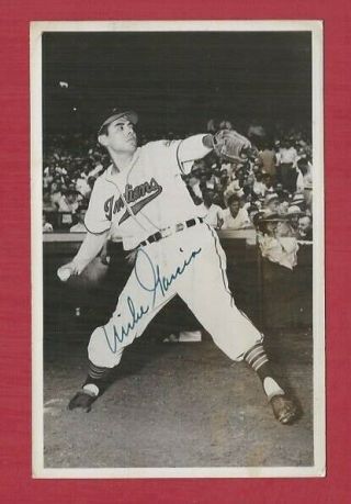 Jsa 1955 Mike Garcia Signed Cleveland Indians Team Issued Postcard D - 1986