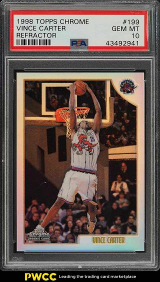 1998 Topps Chrome Refractor Vince Carter Rookie Rc 199 Psa 10 Gem (pwcc)
