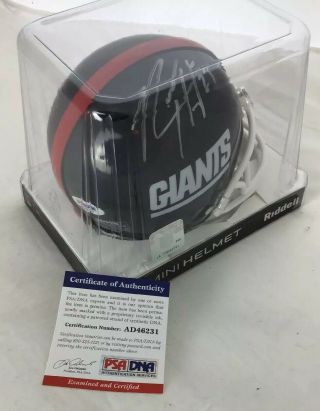 Rodney Hampton Autographed Signed York Giants Mini Helmet PSA/DNA 4