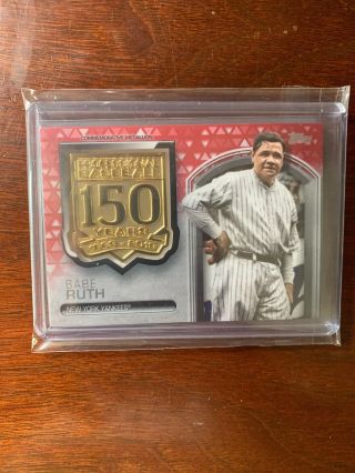2019 Topps Series 2 Babe Ruth Red Parallel 150 Years Medallion Relic Ssp /25