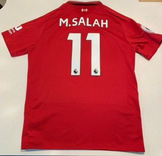Liverpool FC 2018/19 Home Kit 11 M.  Salah Men ' s Medium EPL Style 2