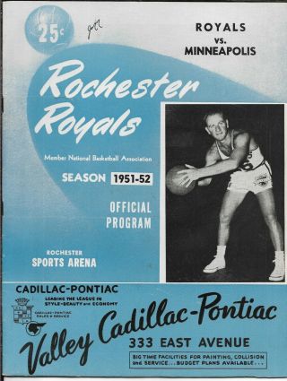 1951 - 52 Rochester Royals - Lakers Playoff Program Royals Lone Win Of Series Rare