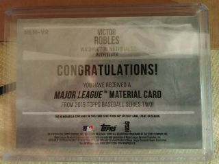 2019 Topps Series 2 Major League Material MLM - VR Victor Robles 15/25 Nationals 2