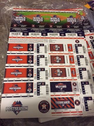 2015 Houston Astros Full Playoff World Series Ticket Strip Sheet Stub Royals