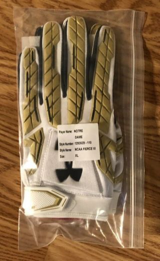 Notre Dame Football 2016 Team Issued Under Armour Long Gloves 2xl 4