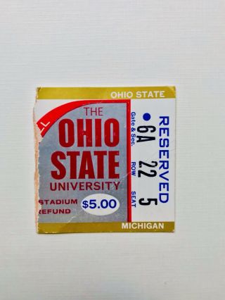 Rare 1966 Ohio State V Michigan Ticket Stub Woody Hayes Bump Elliott Big House
