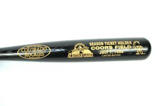 1998 Colorado Rockies All Star Game Season Ticket Holders Wooden Bat Coors Field