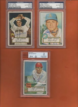 Autographed 1952 Topps Baseball Card Bobby Shantz 219 - Psa/dna Authenicated