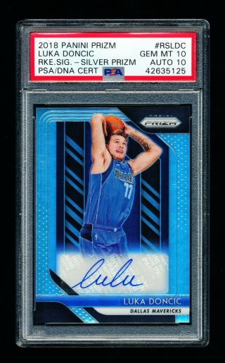 2018 Panini Prizm Silver Refractor Luka Doncic Auto Rookie Rc Psa/dna 10/10