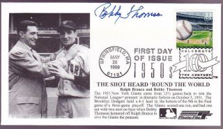 Bobby Thomson (d.  2010) Signed Shot Heard Round Cachet Fdc First Day Cover Jsa