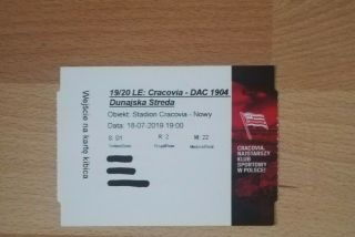 Cracovia Dac 1904 Dunajska Streda Uefa Europa League Qual.  18.  07.  2019 Ticket