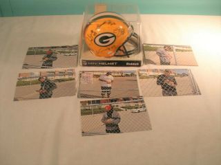 Green Bay Packers Autographed Riddell Nfl Mini Helmet,  Signed By 7 Players,  Mib