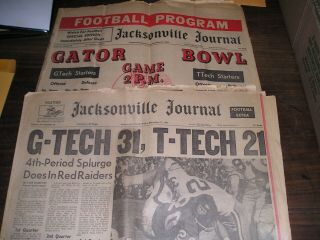 1965 Jacksonville Gator Bowl Newspapers Georgia Tech Texas Tech