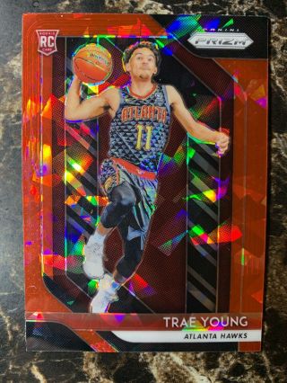 Rare: 2018 - 19 Prizm Trae Young Red Cracked Ice Prizm Refractor Rookie Rc 78