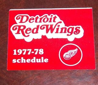 Detroit Red Wings Pocket Schedule Nhl Hockey 1977 - 78 Nhl