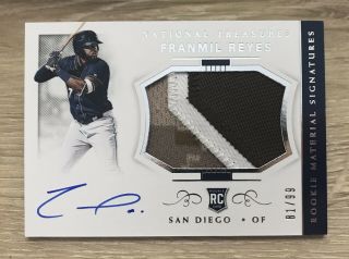 Franmil Reyes Rookie Auto 2018 National Treasures Jersey Patch Rc D /99 5 Color