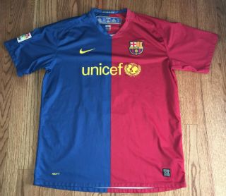 2008 - 2009 Fc Barcelona Lionel Messi 10 Nike Xl La Liga Soccer Red Blue Jersey