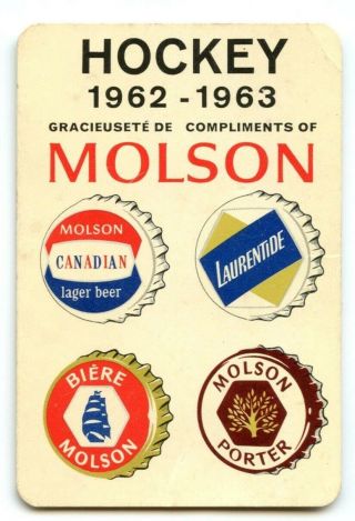 1962 - 63 Montreal Canadiens Molson Nhl Hockey Schedule