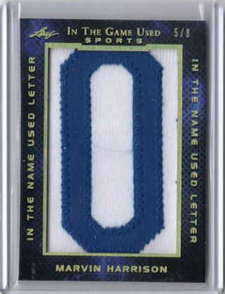 2019 Leaf Itg Game Marvin Harrison Game Worn Letter Jersey Patch /8 1/1
