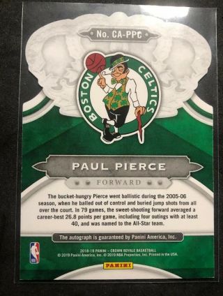 Paul Pierce 2018/19 Panini Crown Royale Die Cut Auto 20/40 Celtics 3