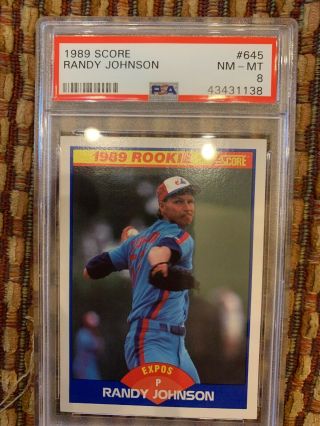 Psa 8 - 1989 Score Randy Johnson Montreal Expos 645 Baseball Card Rookie Rc