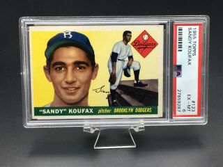 1955 Topps Baseball Sandy Koufax Hof Rc Psa Ex - Mt 6 123 Brooklyn Dodgers