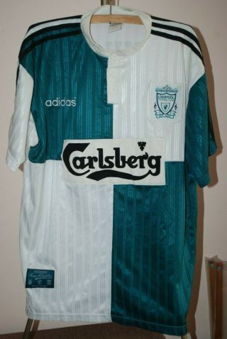 Liverpool 1995 1996 Away Football Shirt 9 Fowler Soccer Jersey Size Xl