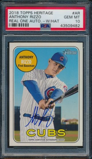 2018 Topps Heritage Anthony Rizzo Real One Auto Autograph Ar Psa 10 Gem Mt