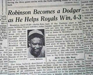 Jackie Robinson Signs W/ Brooklyn Dodgers Color Barrier Broken In 1947 Newspaper