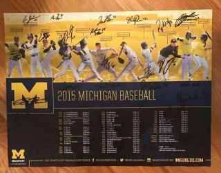 2015 University Of Michigan Wolverines Baseball Autographed Signed Team Poster