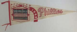 1966 Philadelphia Phillies Pennant With Team Photo