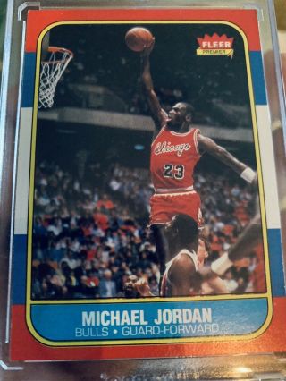 1986 - 1987 Fleer Michael Jordan 57 Chicago Bulls Rookie Card 100 Authentic