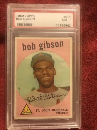 1959 Topps Baseball 514 Bob Gibson Psa 7 Rc Rookie St.  Louis Cardinals Centered